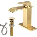 Waterfall 1-Hole 1-Handle Low-Arc Bathroom Faucet w/ Pop-up Drain Assembly 