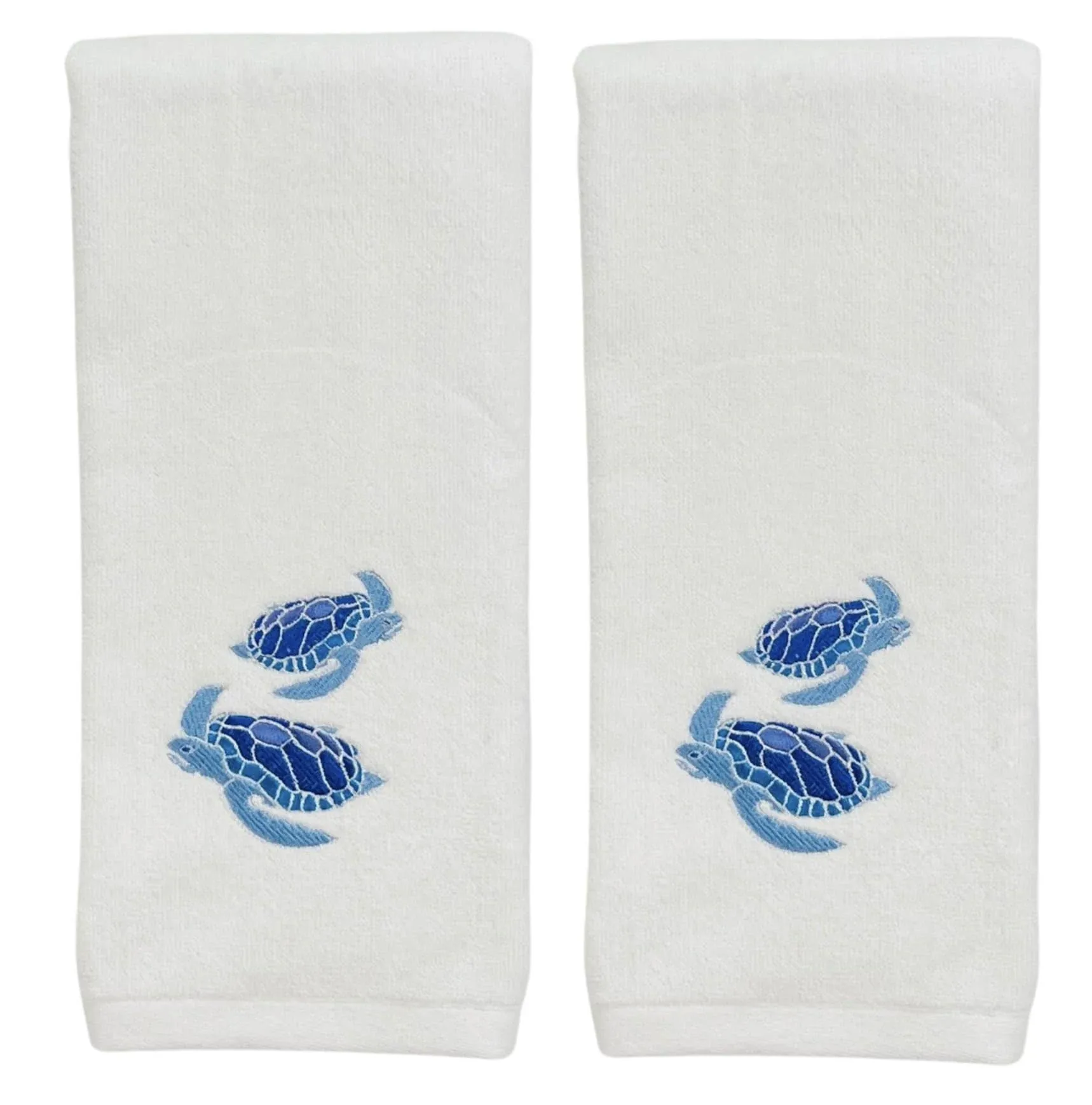 Summer Soft Absorbent Guest Bathroom Sea Turtle Hand Towels: Aqua Blue Turtles