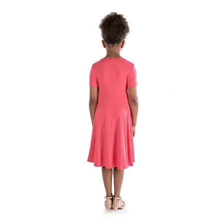 24seven Comfort Apparel Girls Flowy Short Sleeve Girls Dress