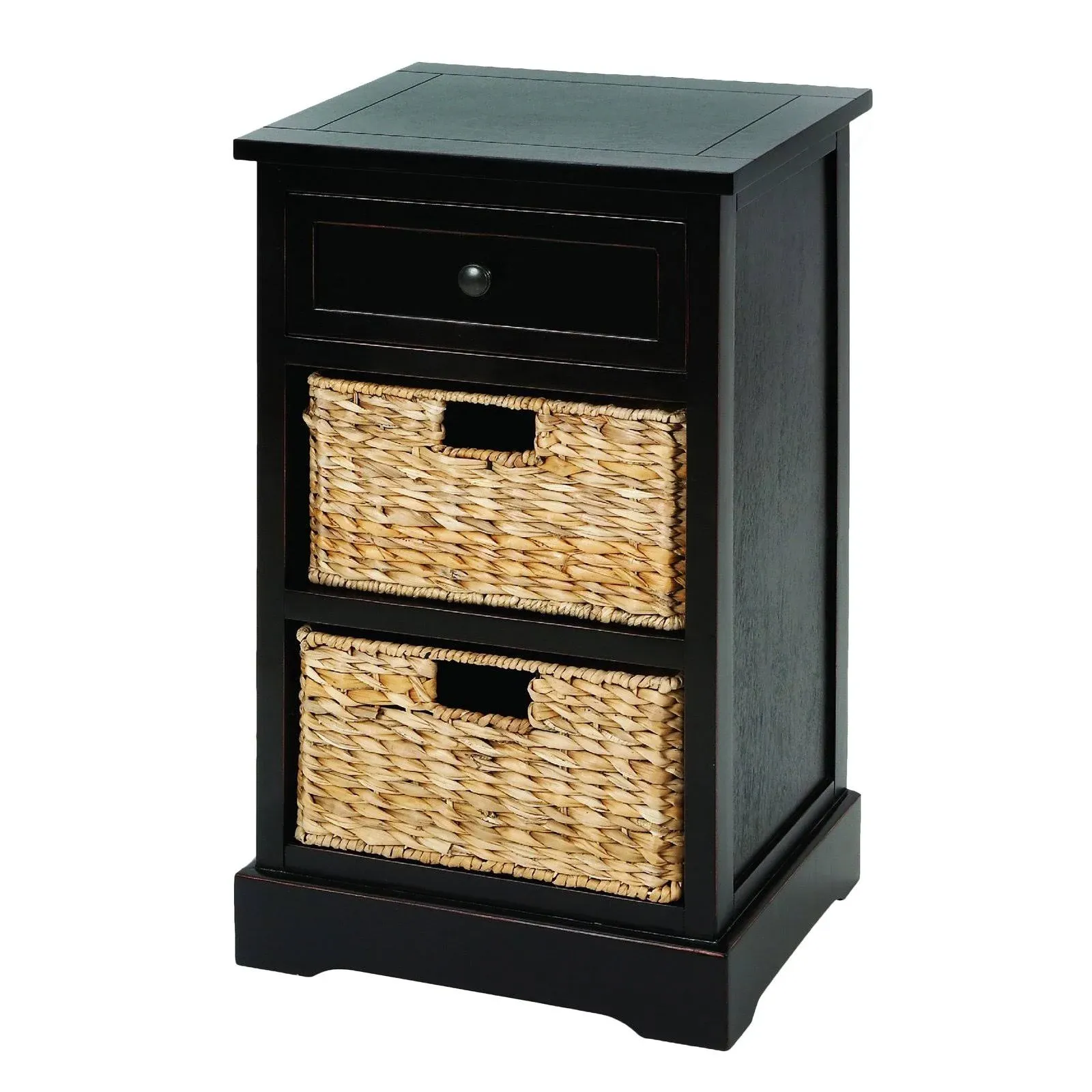 Urban Designs Malibu 3-Drawer Night Stand With Wicker Baskets, Espresso - Traditional - Side Tables And End Tables - by Urban Designs, Casa Cortes | Houzz