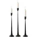 Tall Cast Iron 3-Piece Set Black Candlesticks Taper Candle Holder Elegant Slim, Candle Holders, by My Swanky Home