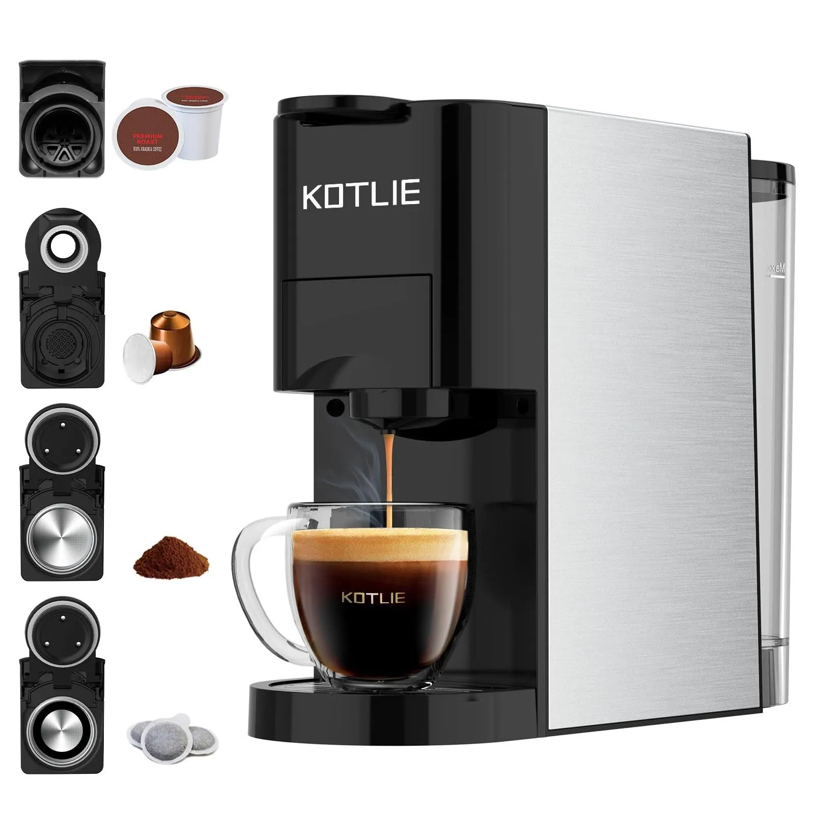 KOTLIE Single Serve Coffee Maker,4in1 Espresso Machine for Nespresso original/K ...