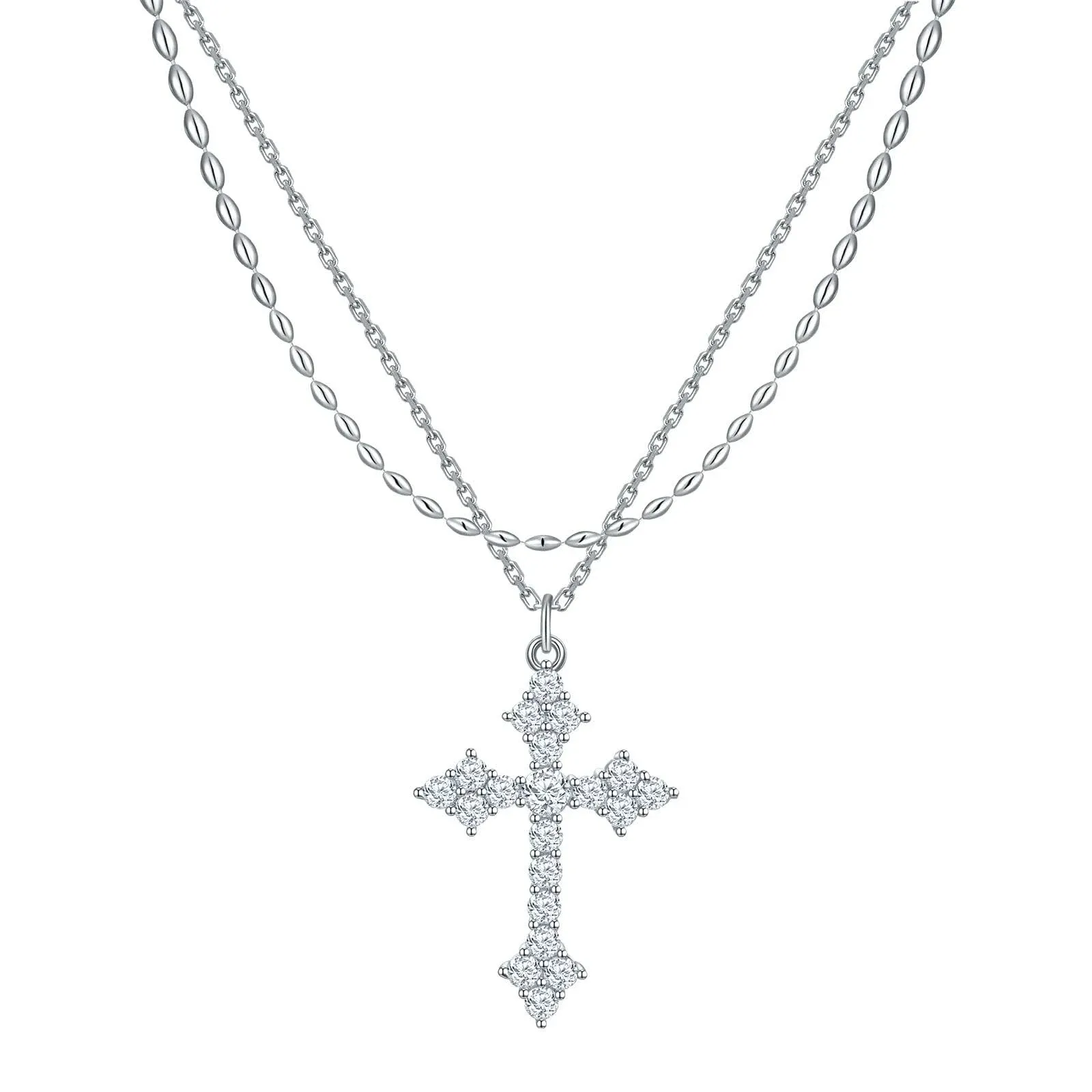 CORIXTAL 14K Gold Plated Layered Cross Necklace for Women | Cross Pendant | G...