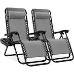 Best Choice Products Set of 2 Zero Gravity Lounge Chair Recliners for Patio Pool w/ Cup Holder Tray Mint