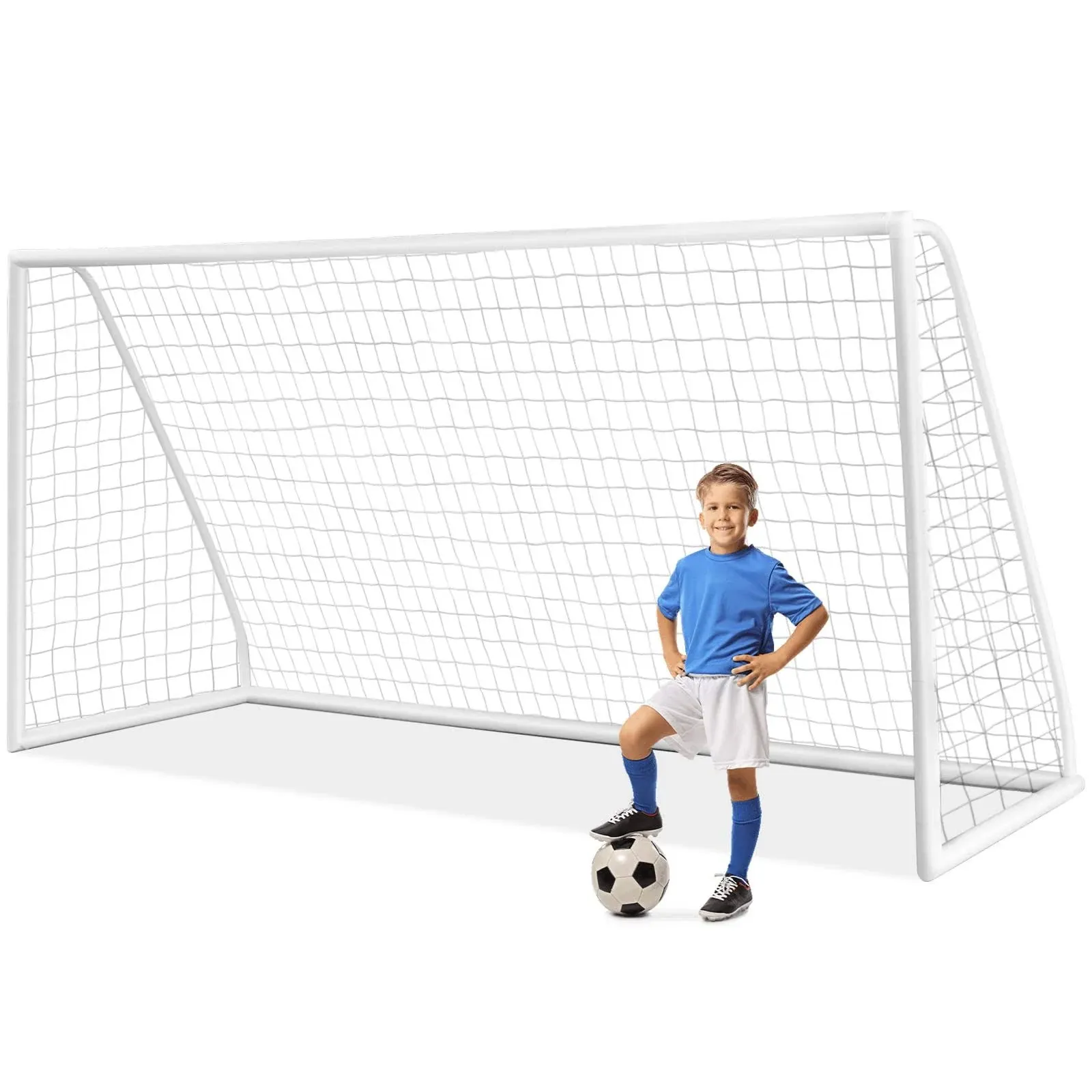 Costway 12 x 6 Feet Soccer Goal with Strong PVC Frame and High-Strength Netting