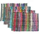 Benzara Recycle Cotton Cuttings Rainbow Chindi Placemats (Set of 4)