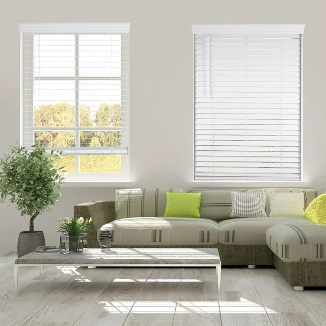 Arlo Blinds 2 inch Faux Wood Cordless Horizontal Blinds with Crown Valance, 30.5 inchw x 60 inchh, White, Size: 30 1/2W x 60H