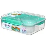 Sistema to Go, 1.65l/6.9 Cups, 1 Pack, Plastic Rectangular Bento Lunch with Yogurt Pot, Teal