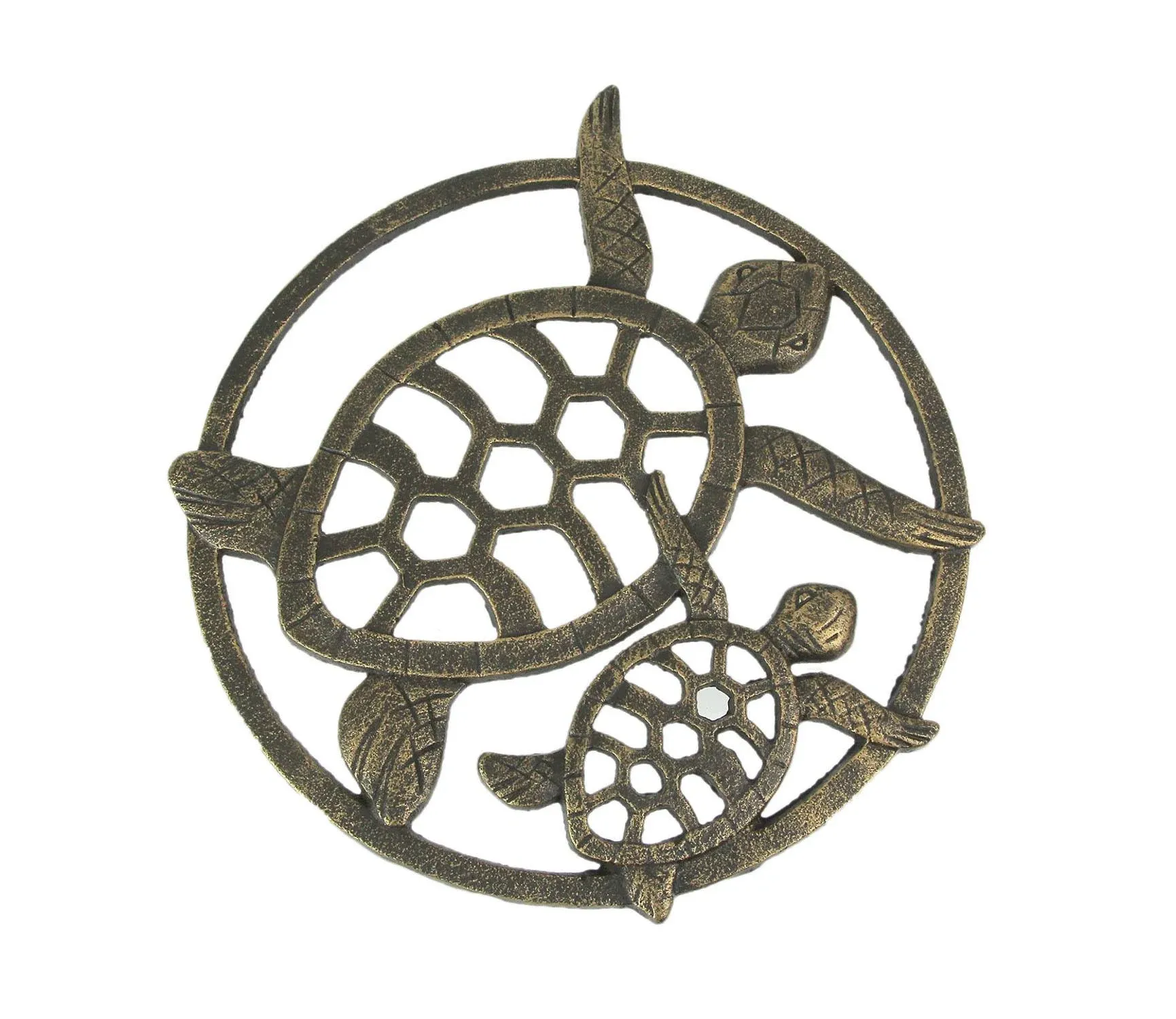 Zeckos Antique Bronze Finished Cast Iron Sea Turtles Wall Hanging 12.75 Inches ...