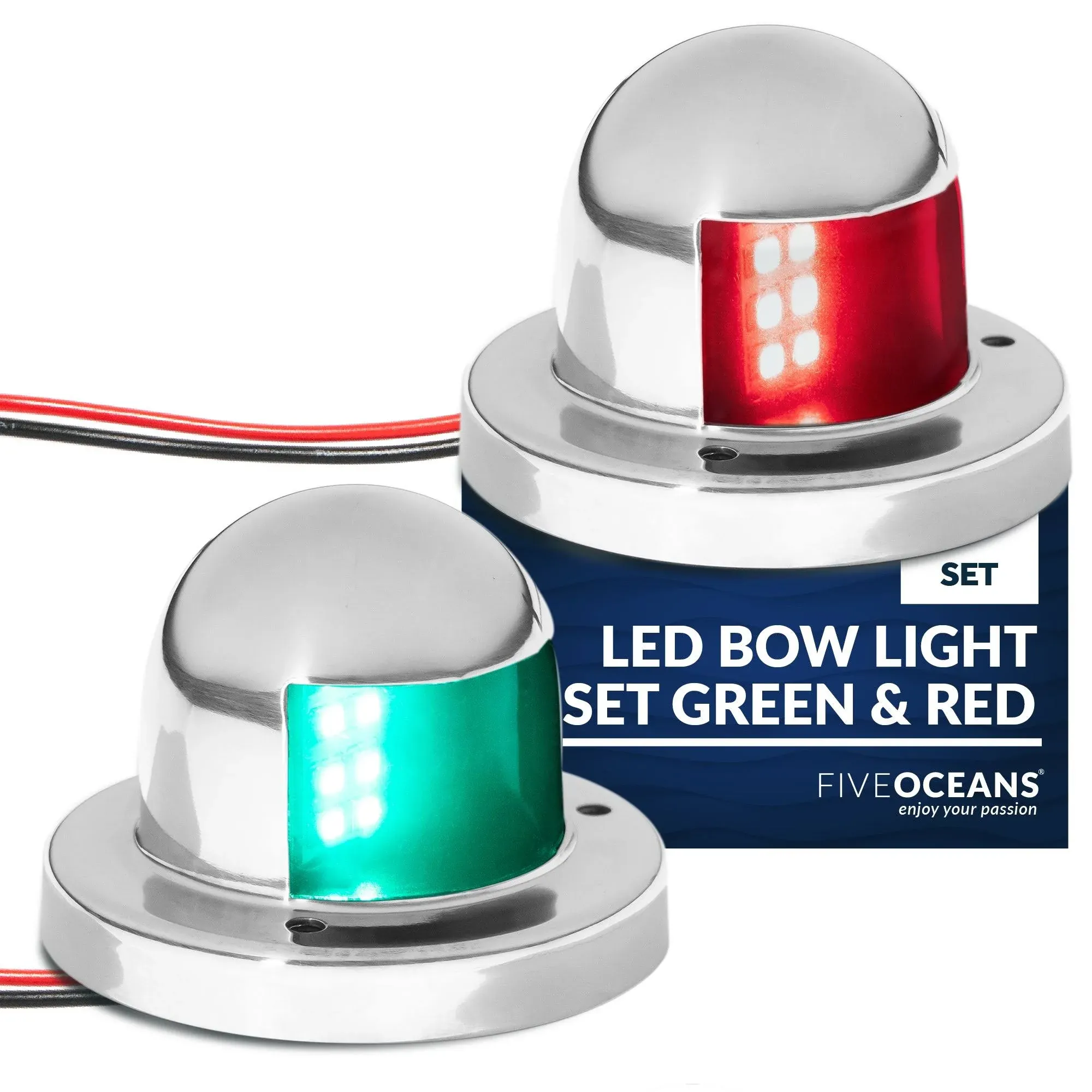 Five Oceans Boat Navigation Lights, LED Bow Light, Boat Navigation Lights Red and Green, Horizontal Mount Sidelight, 12V, USCG Rules 2NM, Pontoon, Fishing Boats, Bass Boats, Sport Boats - FO4431-C1