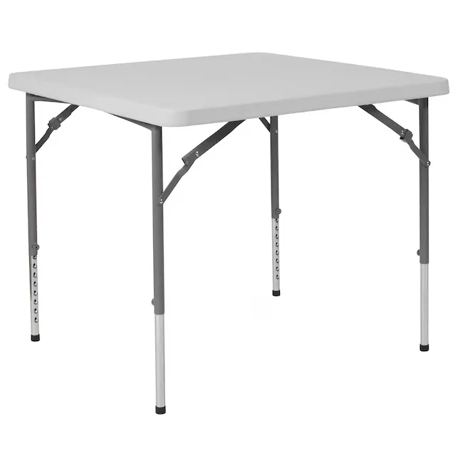 Flash Furniture Kathryn 2.79-Foot Square Height Adjustable Granite White Plastic Folding Table, 34" Square