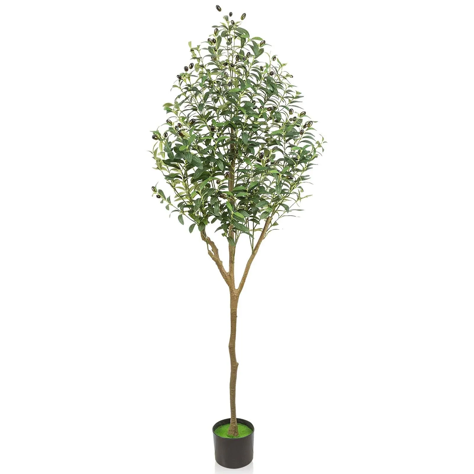 6ft Artificial Olive Tree Fake Potted Olive Silk Tree with Planter Large Faux Olive Branches and Fruits Artificial Tree for Home Office Living Room Decor Porch Balcony