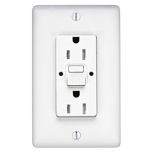 HUBBELL GFCI Receptacle: Duplex, White, 5-15R, 15 A, 125V AC, 2 Pole / 3 Wire, Screw Terminals