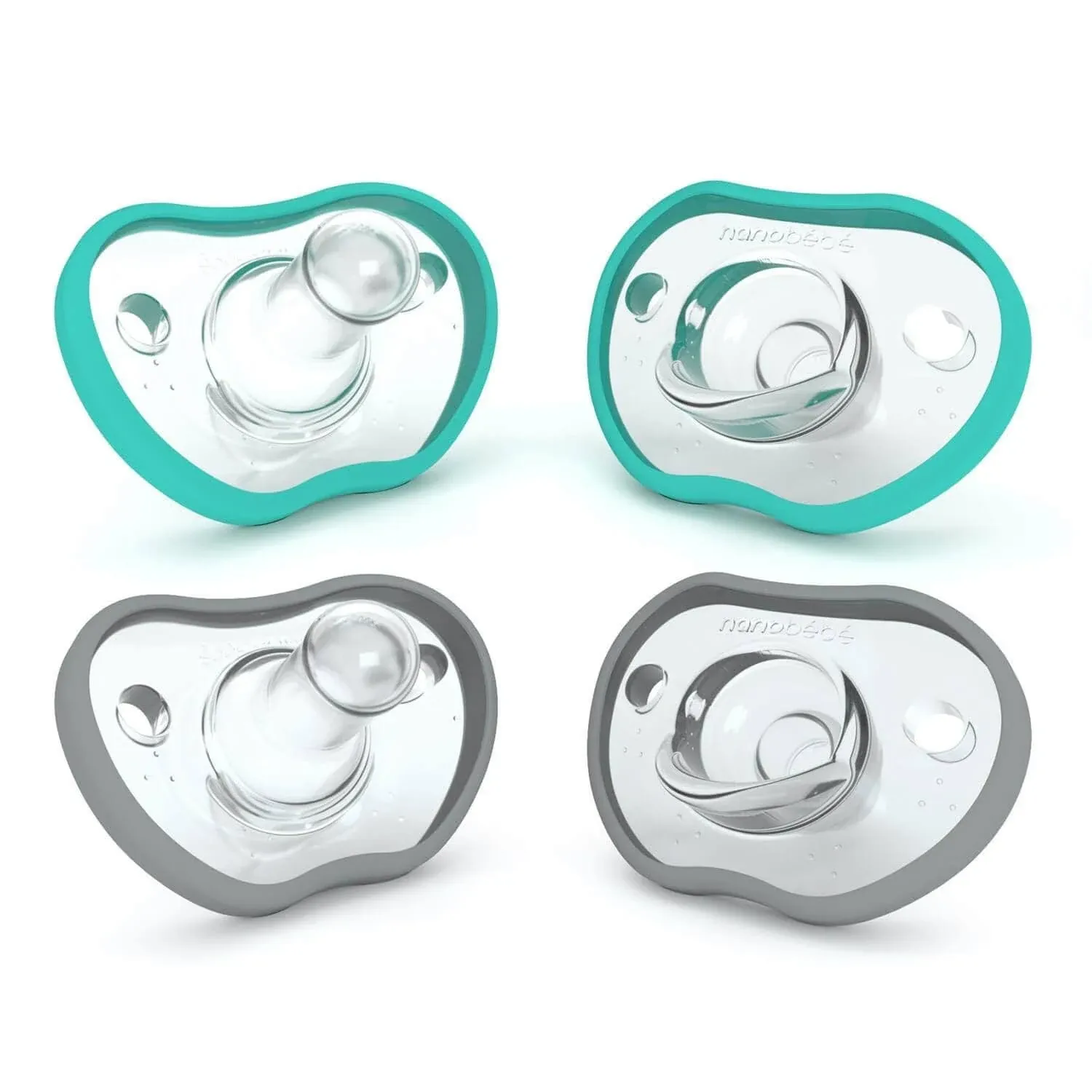 Flexy Pacifiers Teal-Grey / 0-3 Months / 4-Pack