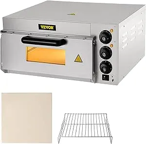 VEVOR Commercial Pizza Oven Countertop, 14" Single Deck Layer, 110V 1300W Stainless Steel Electric Pizza Oven