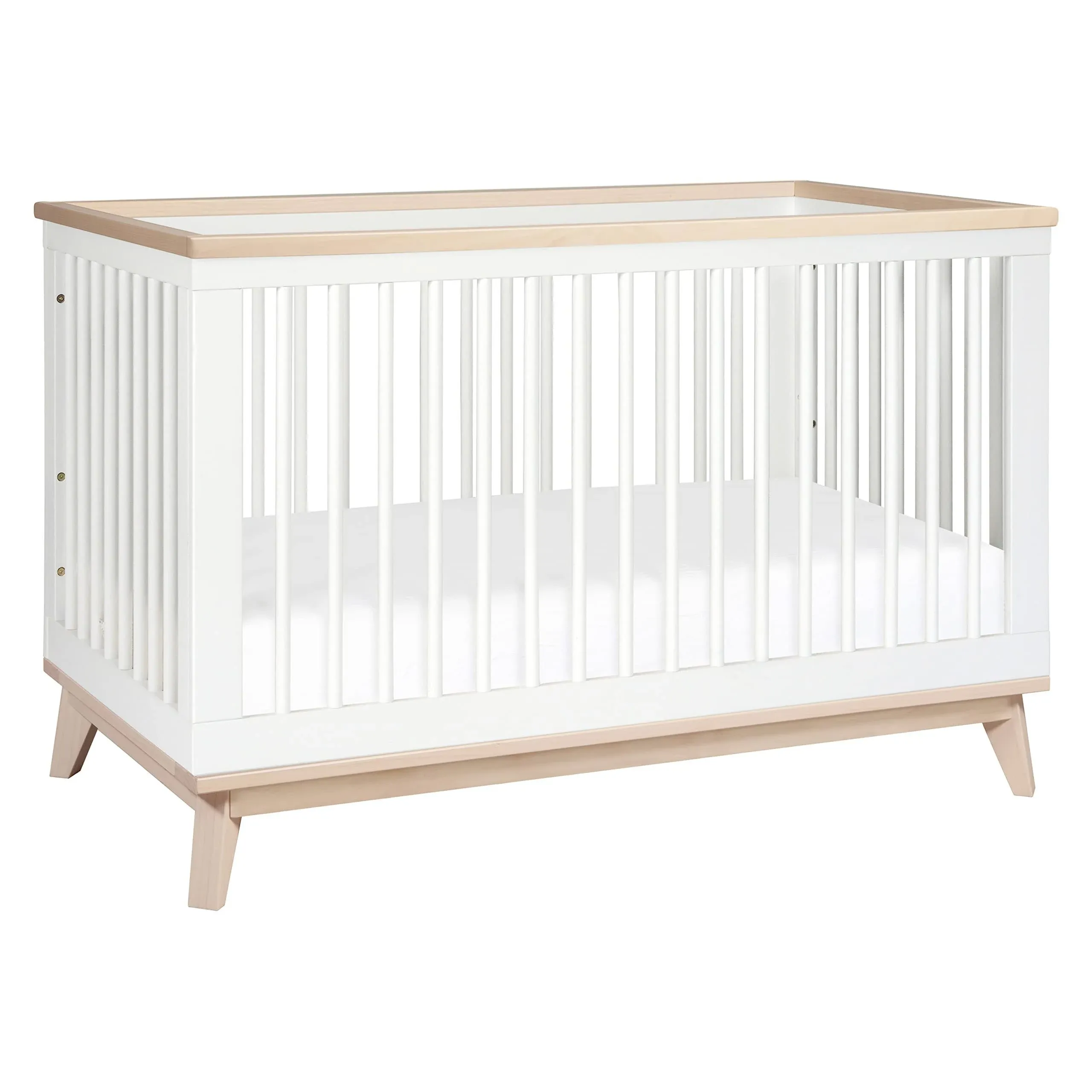 Babyletto Scoot 3-in-1 Convertible Crib with Toddler Conversion Kit White/Washed Natural