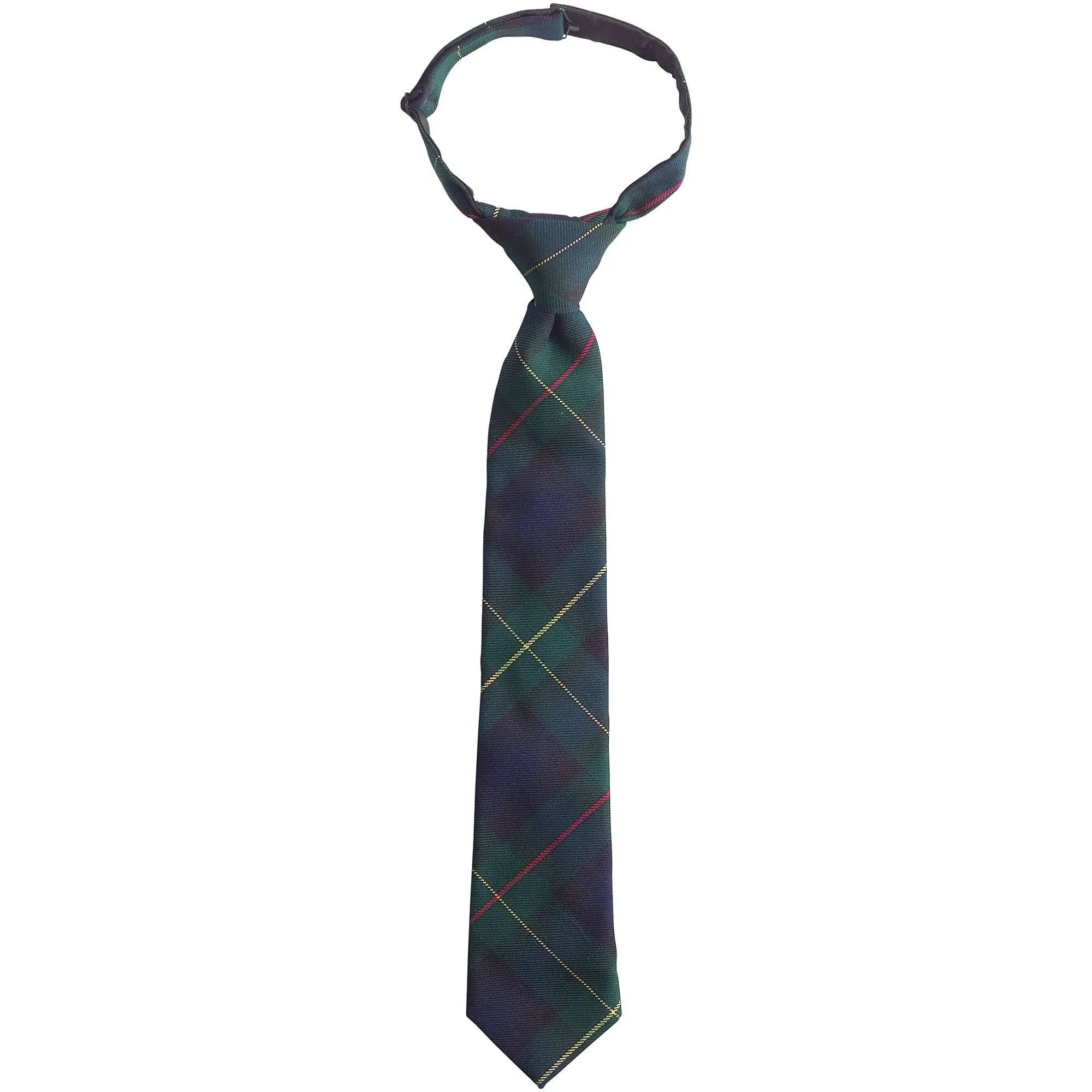 Lands' End School Uniform Kids Pre Tied Tie - Small - Hunter/Classic Navy Plaid