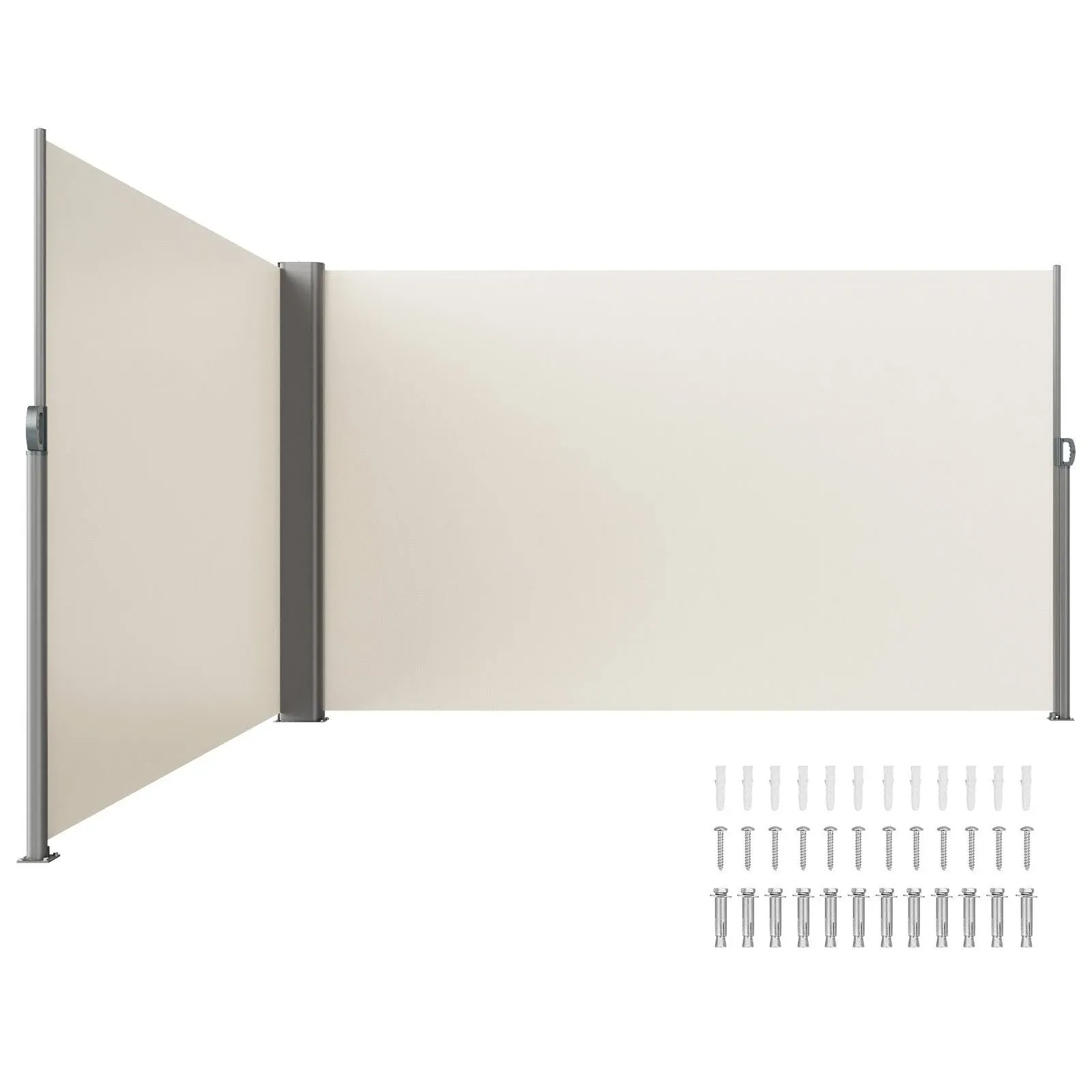 VEVOR Beige Retractable 63''236'' Awnig-Rugged Full Aluminum Rust-Proof; Patio Sunshine Screen; Privacy Divider; Wind Screen. Longer Service Life, Suitable for Courtyard, Roof Terraces and Pools