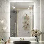 Keonjinn LED Bathroom Mirror with Lights Backlit Vanity Mirror Anti-Fog Lighted Bathroom Mirror Wall Mounted Dimmable