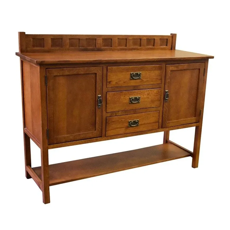 Crafters and Weavers Arts and Crafts 58" 3-Drawer Solid Wood Sideboard