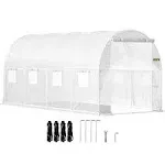 VEVOR 15 x 7 x 7 ft. Walk-In Tunnel Greenhouse Portable Plant Hot House with Galvanized Steel Hoops White