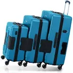 Tach Connectable Luggage 3-Piece Set Blue