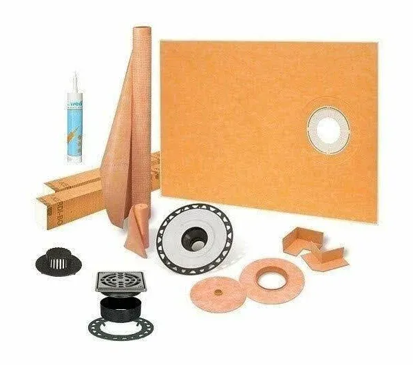 Schluter Kerdi 38" x 60" Offset Shower Kit with 2"ABS Flange, Grate and Sealant