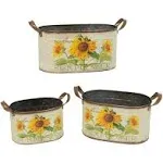 Gerson Set of 3 Nesting Metal Sunflower Design Buckets