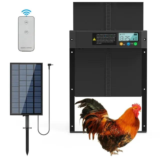 Solar Automatic Chicken Coop Door Opener with Light Sensor Timer Remote Control