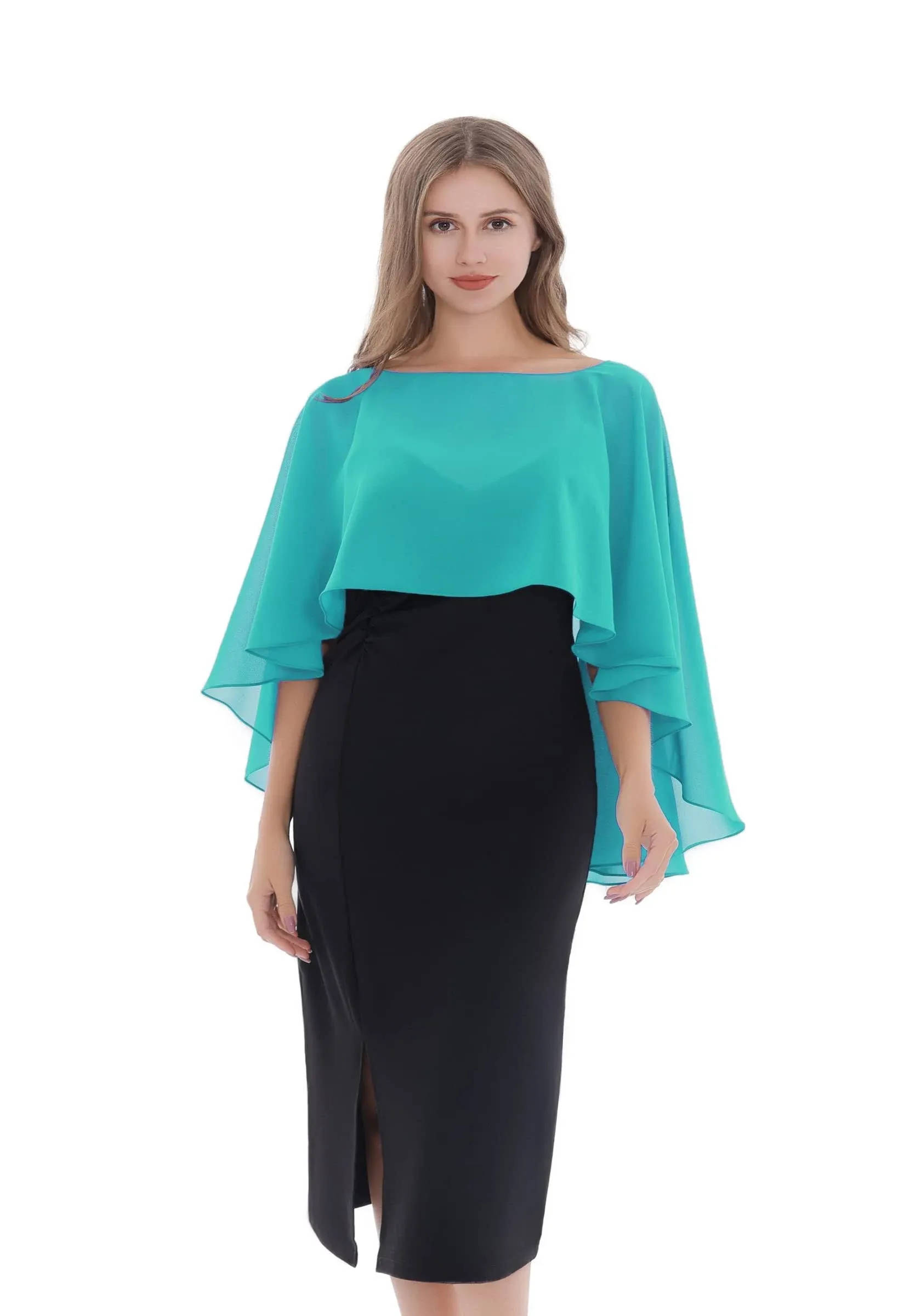 Baoqiya Chiffon Capelets for women Soft Shawls and Wraps for Evening Dresses Bri