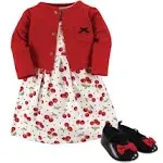 Hudson Baby Cotton Dress, Cardigan and Shoe Set