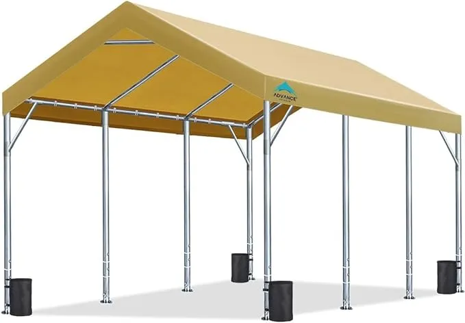 Advance Outdoor 12x20 ft Carport with Adjustable Height from 9.5 ft to 11 ft, Heavy Duty Car Canopy Garage Party Tent Boat Shelter, 8 Legs with 8