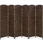 FDW 6 Panel Folding Privacy Room Divider Screen, 72 inch Tall, Brown