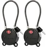 Forge TSA Approved Luggage Locks Ultra-Secure Dimple Key Travel Locks with Zinc Alloy Body- Black 2 Cable Locks