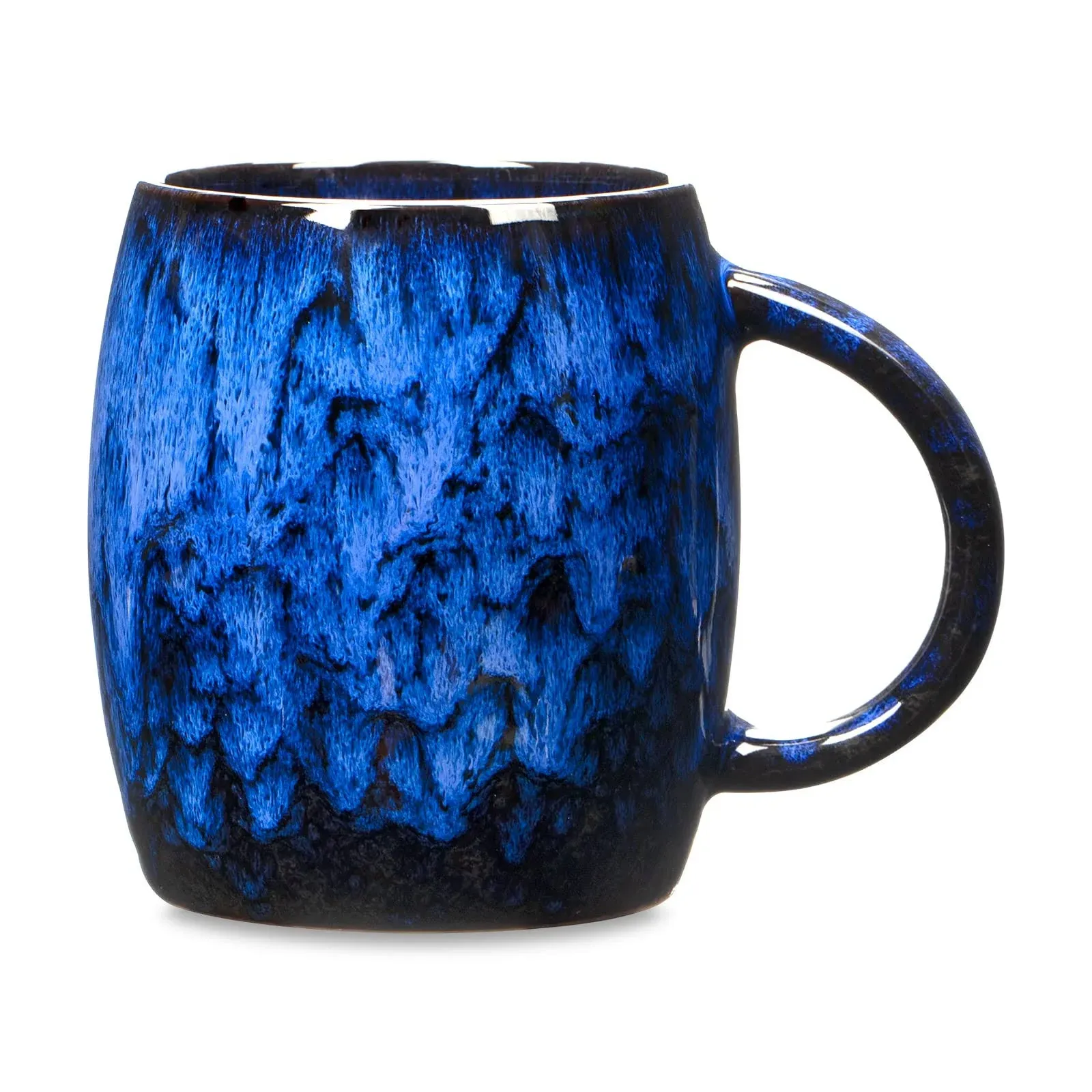 seceles 14 Oz Ceramic Coffee Mug Handmade, Unique Glazed Blue Pottery Coffee Mugs, Handmade Pottery Coffee Mug 12oz, Handmade Ceramic Mug, Microwave and Dishwasher Safe (Dark Blue)