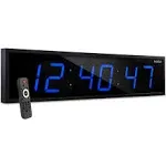 Ivation LED Digital Wall Clock 72&#034;W Rectangle Plastic Frame in White w/ Remote