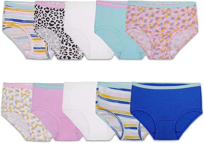 Girls Fruit Of The Loom Multicolor Briefs 10 pack NEW!