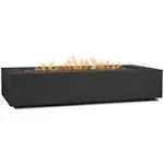 Real Flame Aegean 70" Stainless Steel Rectangle Propane Fire Table in Black