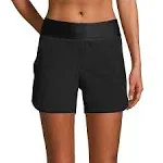 Lands' End Women's Petite 5" Board Shorts with Panty - 4 - Black