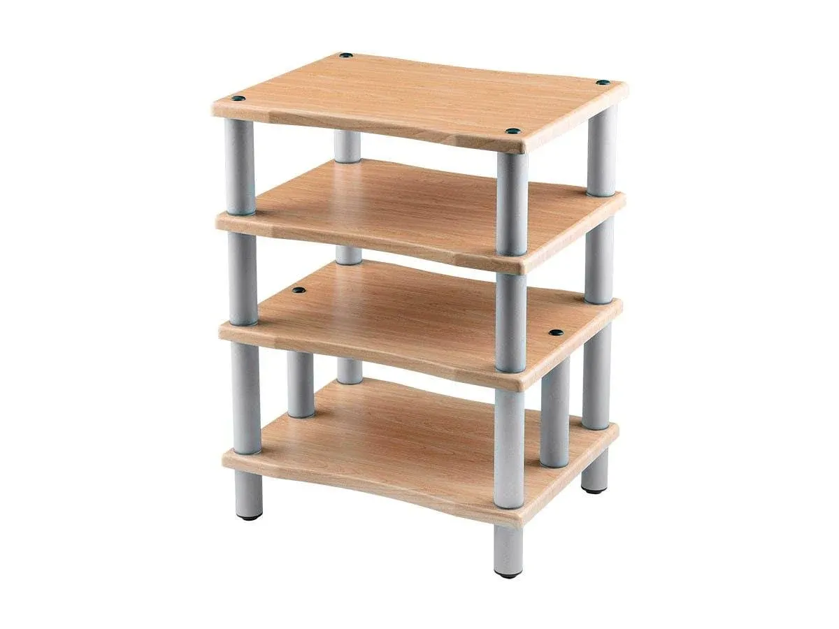 4 Shelf Audio Video TV Media Component Stand Rack Equipment Shelves Wood &amp; Steel