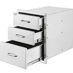 VEVOR 18X23YC3CBXGCTG01V0 18 in. W x 23.2 in. H x 23.1 in. D Outdoor Kitchen Stainless Steel Triple BBQ Access Drawers with Chrome Handle