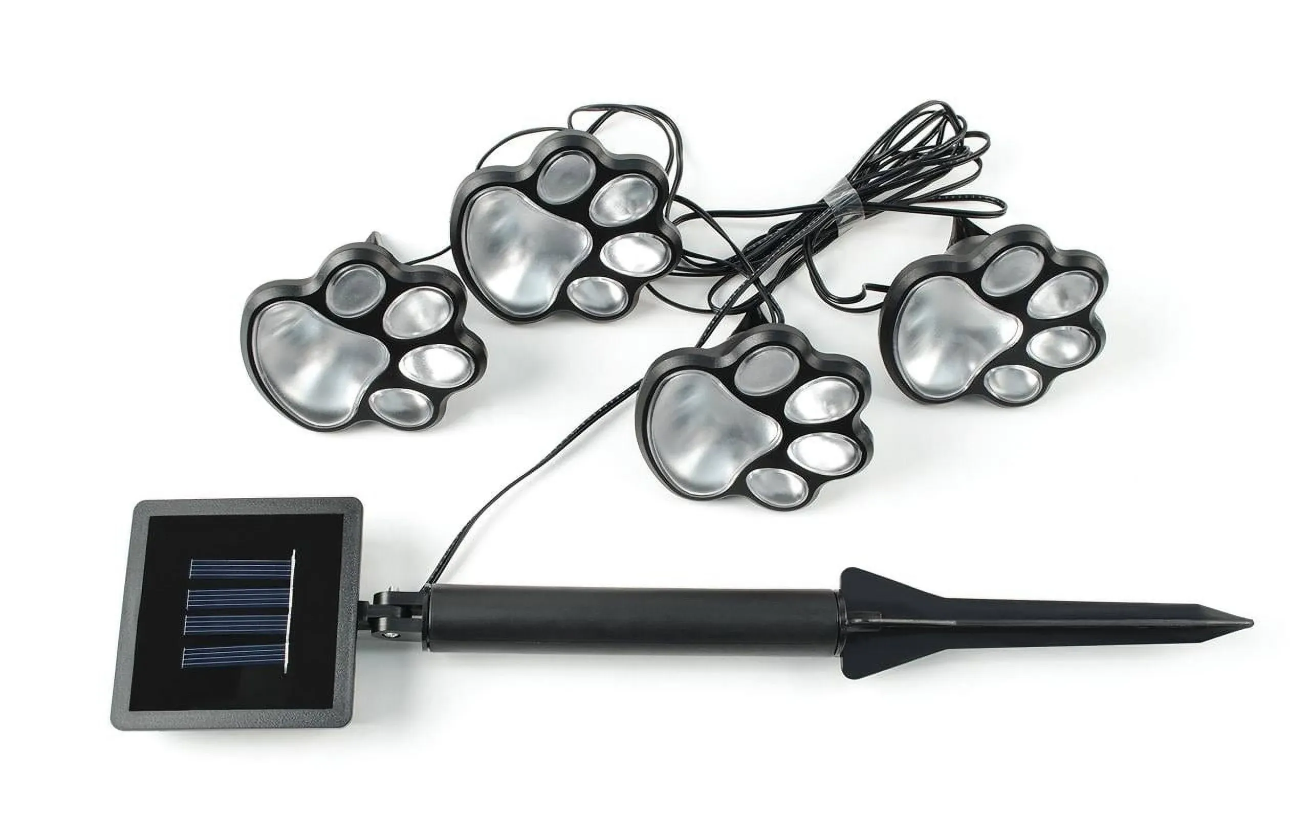 Ideaworks Dog Paw Solar Lights Outdoor Panels Bright Energy Efficient 4 pc Black