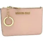 Michael Kors Jet Set Travel Small Zip Coin Pouch Card Case Leather Powder Blush