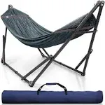 Tranquillo Universal 106.5" Double Hammock with Adjustable Stand and Bag, Gray