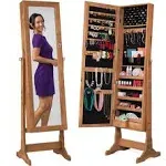 Best Choice Products Jewelry Armoire Cabinet, Full Length Mirror w/ Velvet Storage Interior, Lock - Rustic Brown