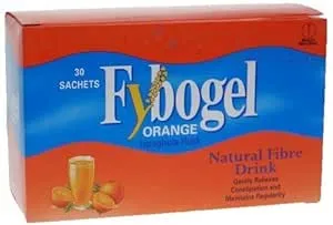 Fybogel Sachets, Orange, 30 Sachets X 2, 60 Total, Ispaghula Husk, Fibre Supplement, Constipation Relief for Adults, Laxatives, Bloating Relief, Works Naturally, Laxatives, Digestion and Nausea