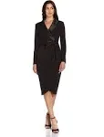 Adrianna Papell Women's Tuxedo Wrap Sheath Dress - Black - Size 10