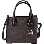 Latest Michael Kors MERCER Medium Brown Logo PVC Crossbody Bag Messenger $498