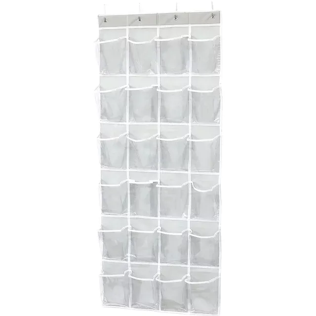 Simple Houseware 24 Pockets Large Clear Pockets Over The Door Hanging Shoe Organizer, Gray (56" x 22.5")