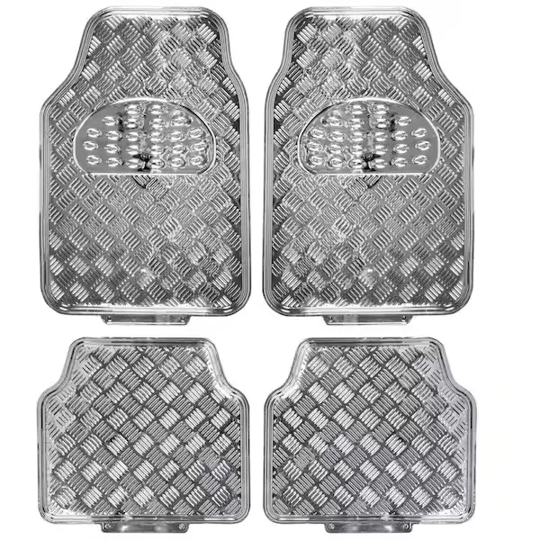 BDK Universal Fit 4-Piece Metallic Design Car Floor Mat